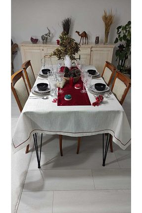 رومیزی بژ کتان Hatteks Home Collection - کد 381356714