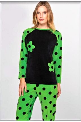 ست لباس راحتی سبز زنانه Puantiyeli Marilyn Pijama - کد 381727312