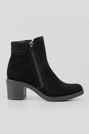 بوت / نیم بوت مشکی زنانه چرم خالص TUNAELLİ - کد 382215982