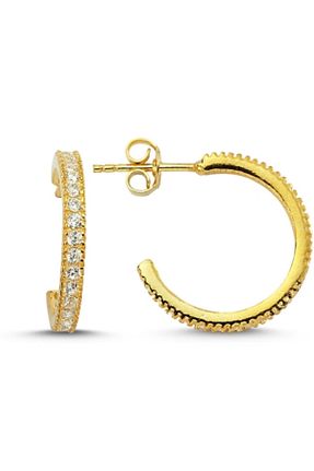 گوشواره الماس طلائی فانتزی Crystal Diamond Zirconia - کد 45037073