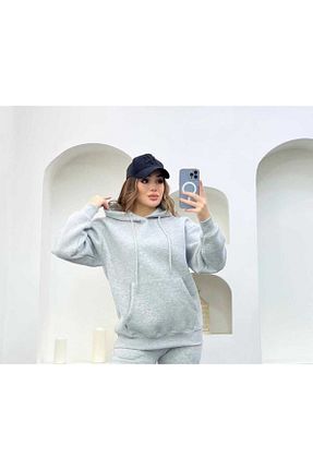 سوئیشرت طوسی زنانه ساده FATELLA - کد 382957881