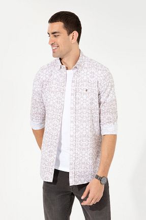 پیراهن بژ مردانه اسلیم فیت Pierre Cardin - کد 379210429