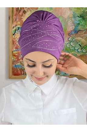 روسری بنفش کرپ BUTİKAMBAR - کد 384342507