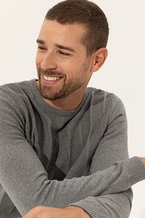 پلیور طوسی مردانه Jakarlı Pierre Cardin - کد 379210200