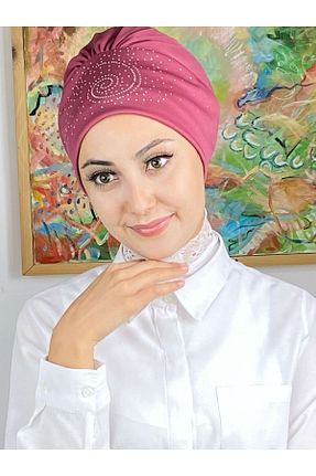 روسری صورتی کرپ BUTİKAMBAR - کد 384342542
