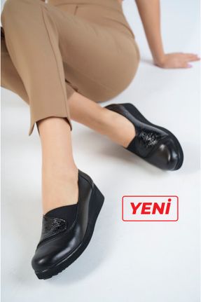 کفش کژوال مشکی زنانه چرم طبیعی پاشنه کوتاه ( 4 - 1 cm ) پاشنه پر کد 380557813