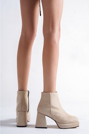 بوت / نیم بوت بژ زنانه چرم مصنوعی Dila - کد 382721766