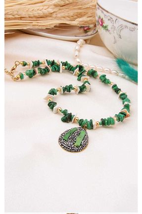 گردنبند جواهر سبز زنانه سنگ aetakıtasarım-jewaly - کد 383692224