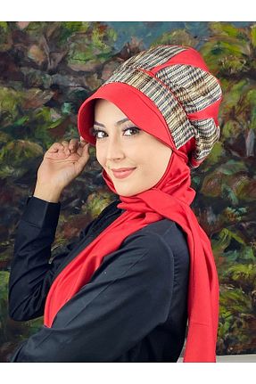 روسری قرمز ساده BUTİKAMBAR - کد 384317080