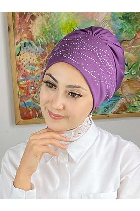 روسری بنفش کرپ BUTİKAMBAR - کد 384342507