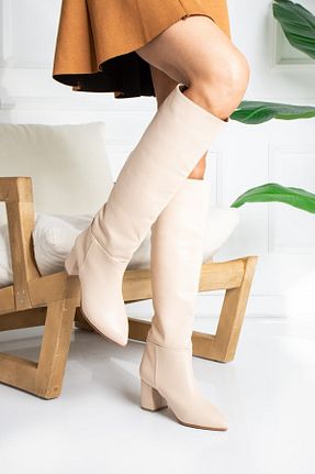 چکمه بژ زنانه چرم مصنوعی INCENTIVE - کد 355095784