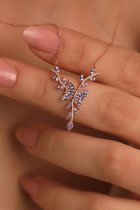 گردنبند نقره صورتی زنانه 925 عیار LINTERNA - کد 384820834