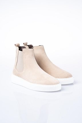 بوت / نیم بوت بژ مردانه چرم خالص lizshoe - کد 384920523