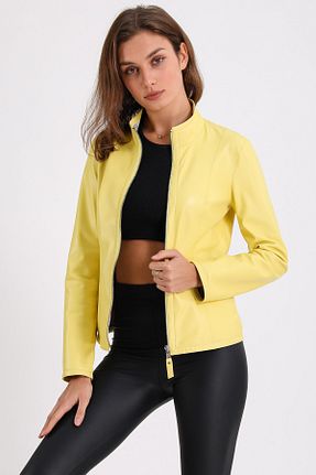 کت زرد زنانه رگولار Leather Club - کد 384985241