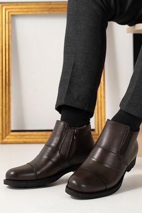 بوت / نیم بوت قهوه ای مردانه چرم خالص YADE MODA - کد 385287388