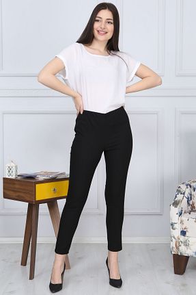 شلوار سایز بزرگ مشکی زنانه پنبه ای Gül Moda - کد 42161295