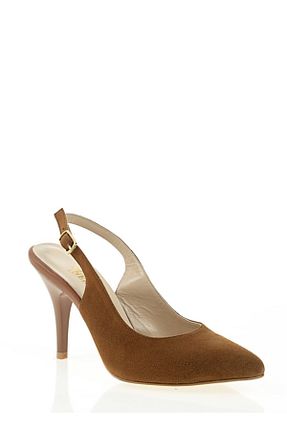 کفش پاشنه بلند کلاسیک قهوه ای زنانه چرم خالص Nemesis Shoes - کد 42337413