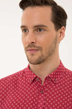 پیراهن زرشکی مردانه رگولار Pierre Cardin - کد 40953482
