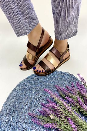 صندل قهوه ای زنانه پاشنه تخت Ülkü Yaman Collection - کد 42793118