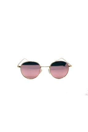 عینک آفتابی طلائی زنانه 47 UV400 فلزی آینه ای گرد کد 43235338