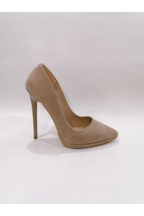 کفش پاشنه بلند کلاسیک بژ زنانه جیر پاشنه نازک پاشنه بلند ( +10 cm) کد 43256690