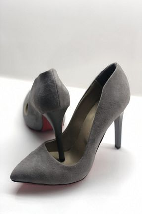 کفش پاشنه بلند کلاسیک طوسی زنانه جیر HAYYSHOES - کد 52986490