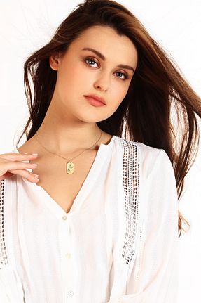 گردنبند نقره طلائی زنانه 925 عیار Tasarlatak - کد 75191803