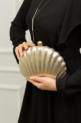 کیف مجلسی طلائی زنانه چرم مصنوعی weem bag - کد 43386621