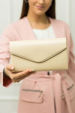 کیف مجلسی بژ زنانه چرم مصنوعی weem bag - کد 51924548