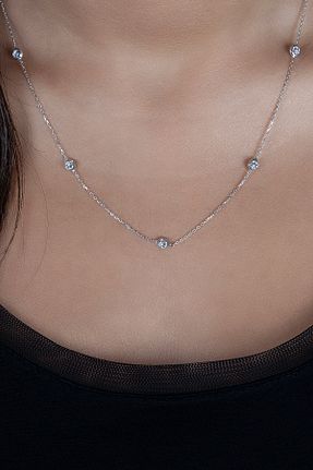 گردنبند نقره سفید زنانه 925 عیار Afrodit Silver - کد 37965104