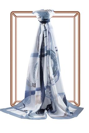 شال آبی زنانه Medine İpeği Vissona - کد 387692998