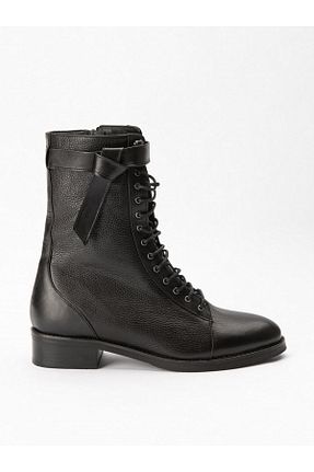 بوت / نیم بوت مشکی زنانه چرم خالص Favgi - کد 386805751
