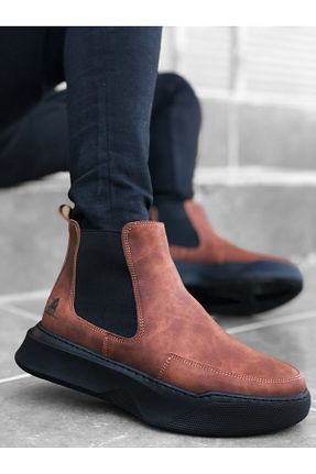 بوت / نیم بوت قهوه ای مردانه چرم مصنوعی BOUIS - کد 387360181