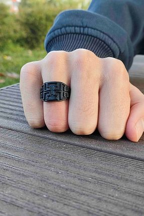 انگشتر جواهر مشکی زنانه روکش نقره TREND COLLECTİON - کد 387551539