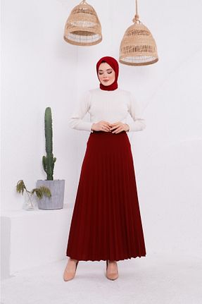 دامن حجاب زرشکی زنانه بافت ZEHRA GİYİM - کد 387432745
