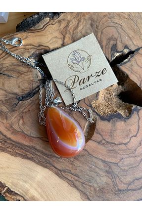 گردنبند جواهر قهوه ای زنانه سنگ طبیعی parze doğaltaş - کد 388780562