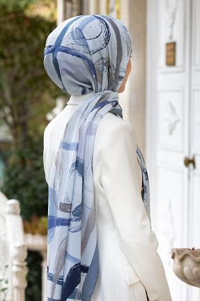 شال آبی زنانه Medine İpeği Vissona - کد 387692998