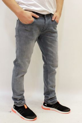 شلوار جین طوسی مردانه پاچه تنگ جین ساده بلند کد 399050252