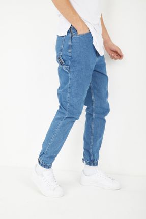 شلوار جین آبی مردانه فاق بلند جین ساده کد 153227236