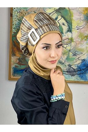 روسری قهوه ای ساده BUTİKAMBAR - کد 409536029