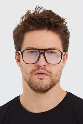 عینک آفتابی مشکی زنانه 50 UV400 استخوان مات هندسی کد 409545592