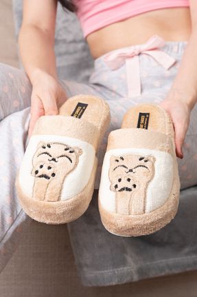 دمپائی خانگی بژ زنانه پارچه ای Slipcat - کد 379686919