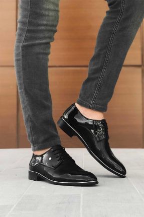 کفش کلاسیک مشکی مردانه چرم مصنوعی پاشنه کوتاه ( 4 - 1 cm ) پاشنه ساده کد 36906988