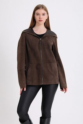 کاپشن قهوه ای زنانه رگولار Leather Club - کد 409910235