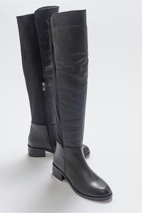 چکمه مشکی زنانه چرم خالص luvishoes - کد 63054306