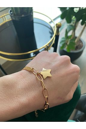 دستبند استیل (فولاد) طلائی زنانه استیل (فولاد) ŞULES - کد 401993023