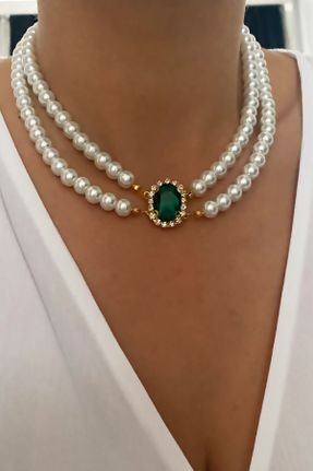 گردنبند جواهر سبز زنانه کد 407372459