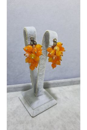 گوشواره جواهر نارنجی سنگ طبیعی TMD AKSESUAR - کد 407836564