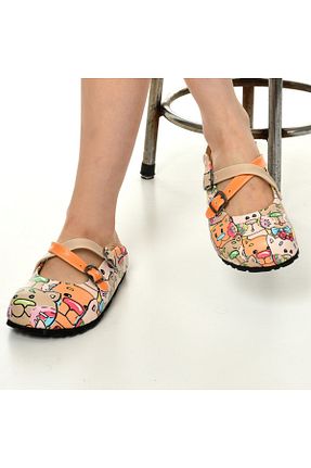 دمپائی بژ زنانه چرم مصنوعی azizsahinshoes - کد 94231956