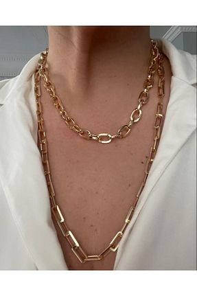 گردنبند استیل ( فولاد ) طلائی زنانه tue jewellery - کد 381861102